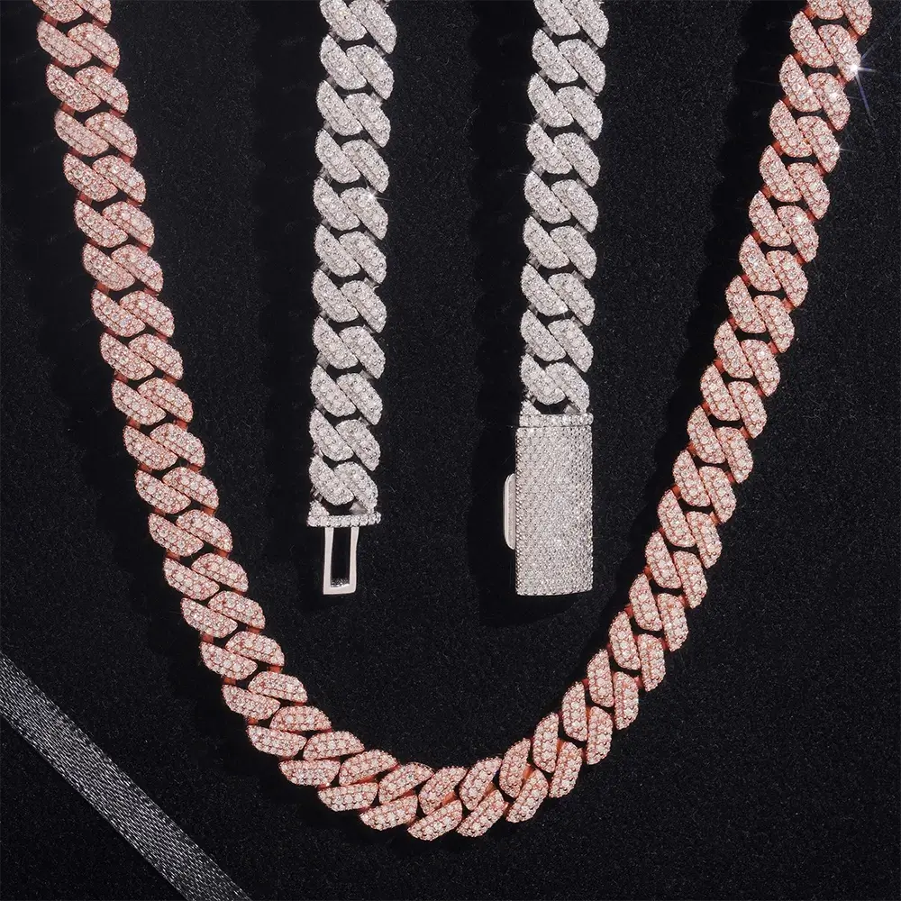 10MM Mixed Baguette With Round VVS Moissanite Cuban Chain