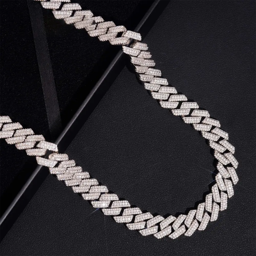 12.5MM Iced Out Baguette VVS Moissanite Cuban Link Chain