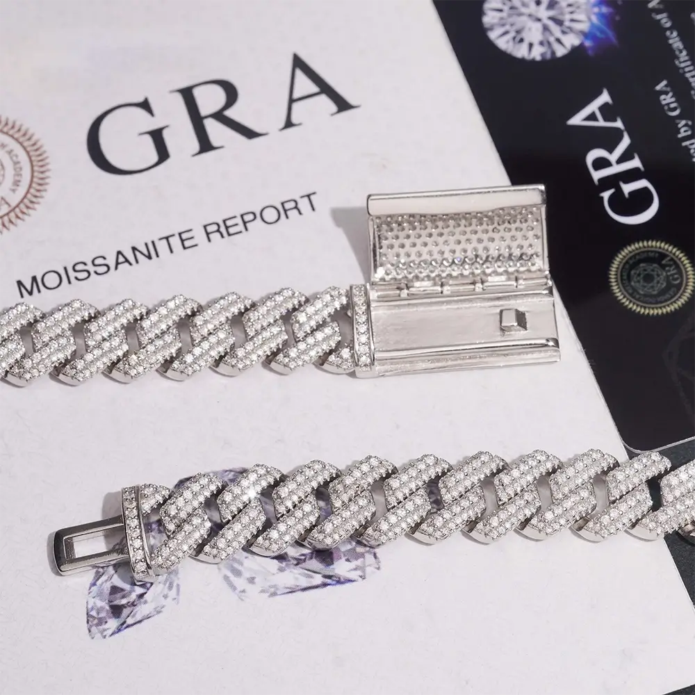 12.5MM Iced Out Baguette VVS Moissanite Cuban Link Chain
