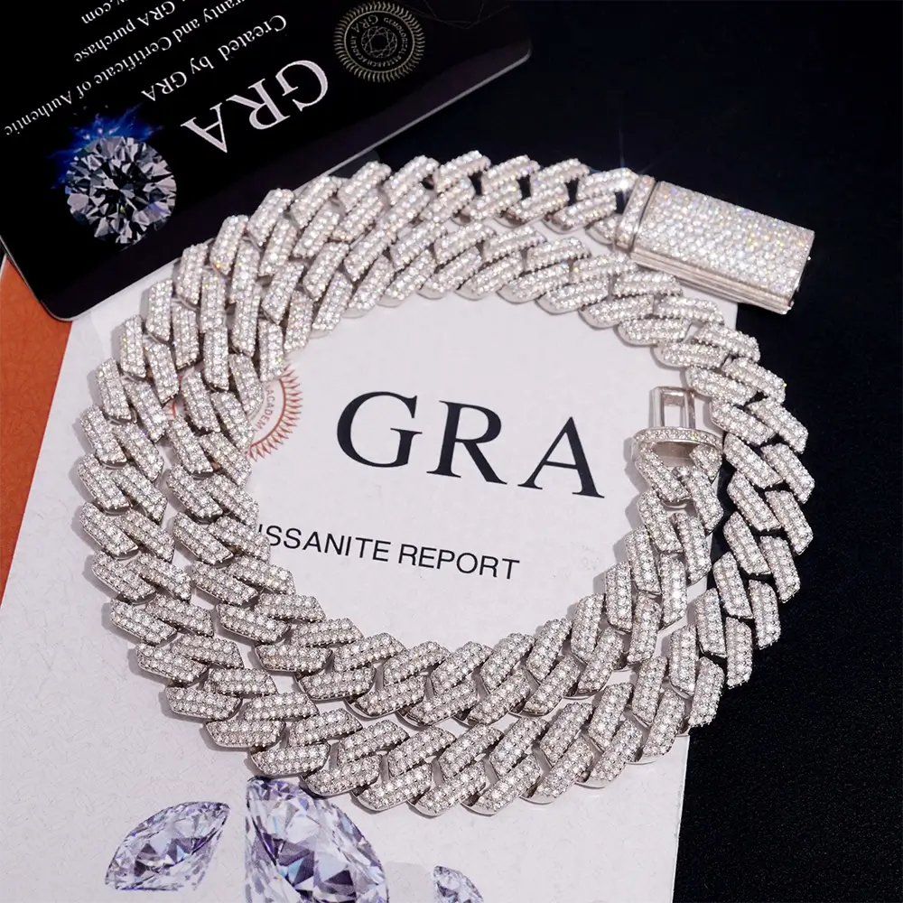 12.5MM Iced Out Baguette VVS Moissanite Cuban Link Chain