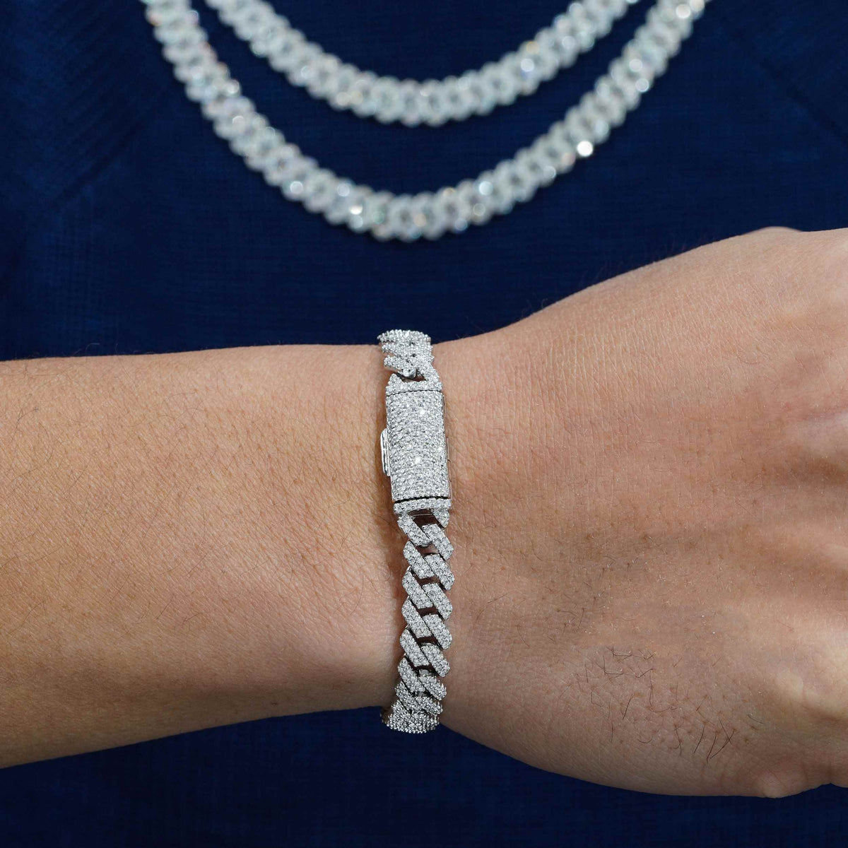 【US 3 Days Delivery】8MM 2 Rows VVS Moissanite EDG Cuban Link Chain