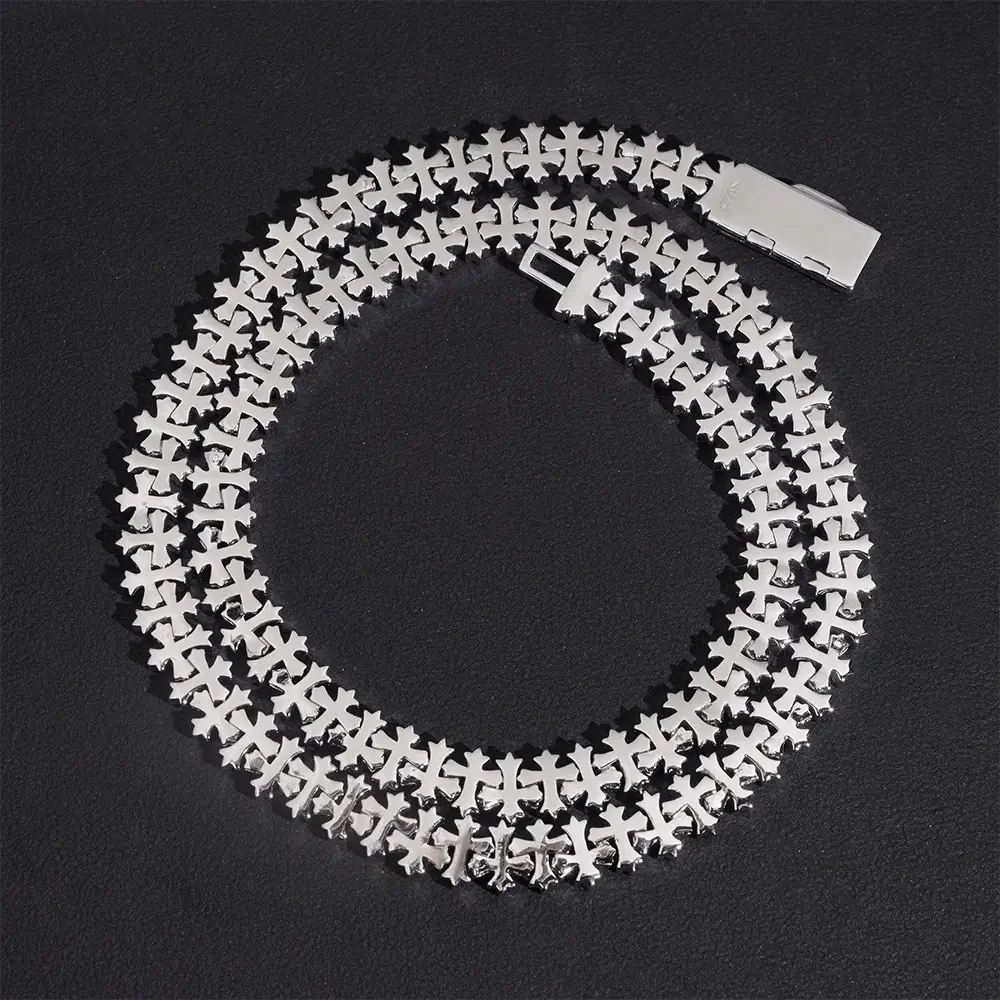 8.5MM VVS Moissanite Cross Cuban Link Chain