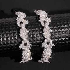 GL 15mm Flower Shape 925 Sterling Silver Iced Out Hip Hop 5A+  Diamond Bracelet Necklace