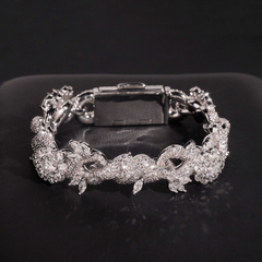 GL 15mm Flower Shape 925 Sterling Silver Iced Out Hip Hop 5A+  Diamond Bracelet Necklace