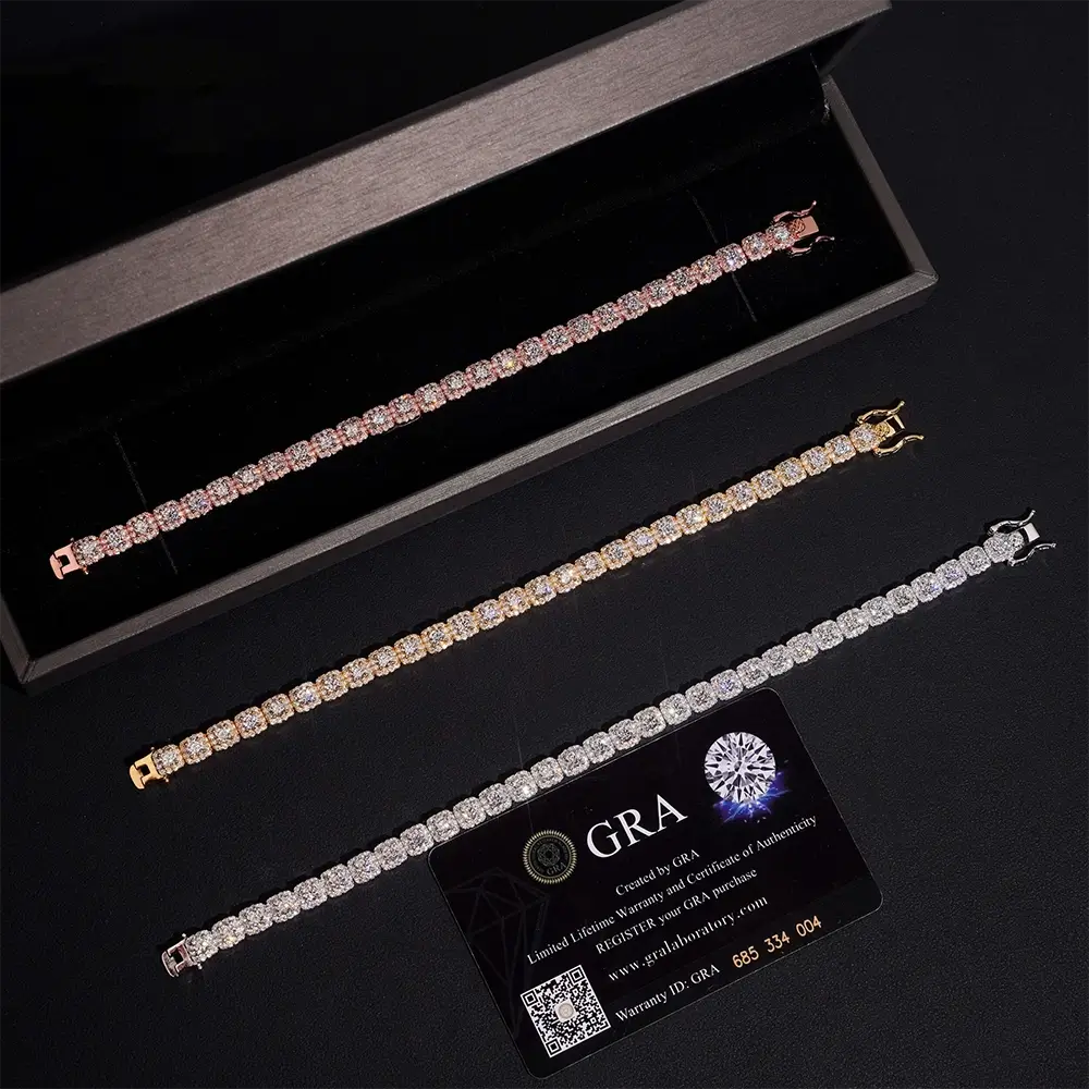 6MM Halo VVS Moissanite Cuban Chain