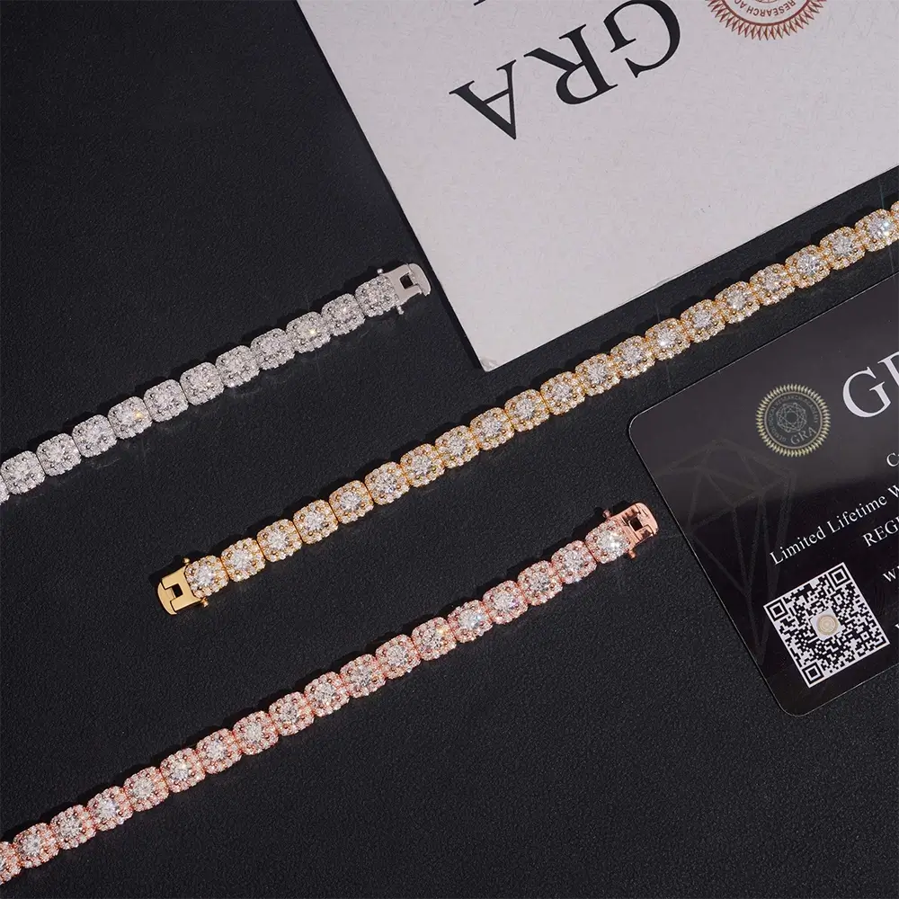 6MM Halo VVS Moissanite Cuban Chain