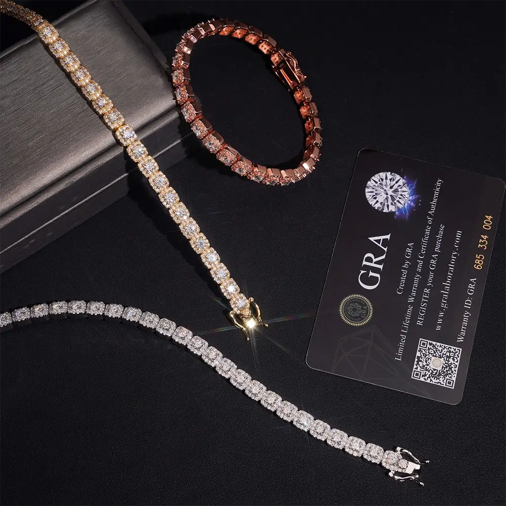 6MM Halo VVS Moissanite Cuban Chain
