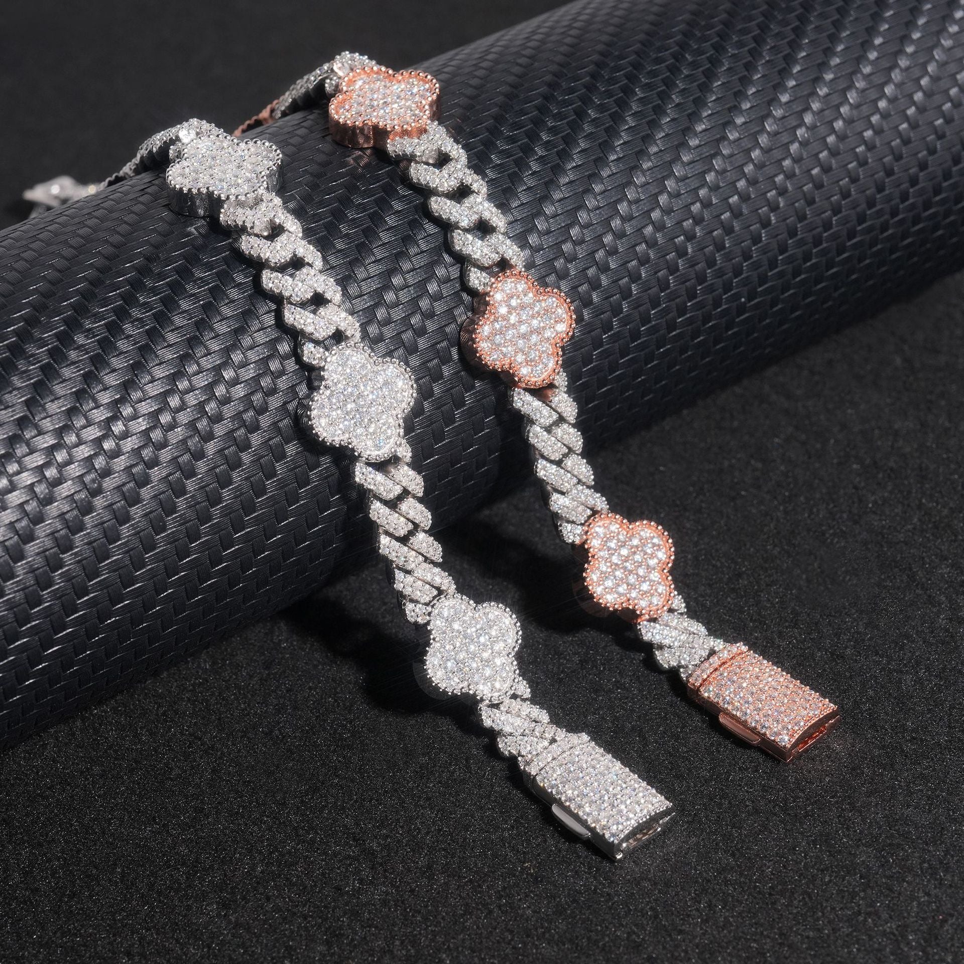 8MM Four-leaf Clover VVS Moissanite Cuban Link Chain