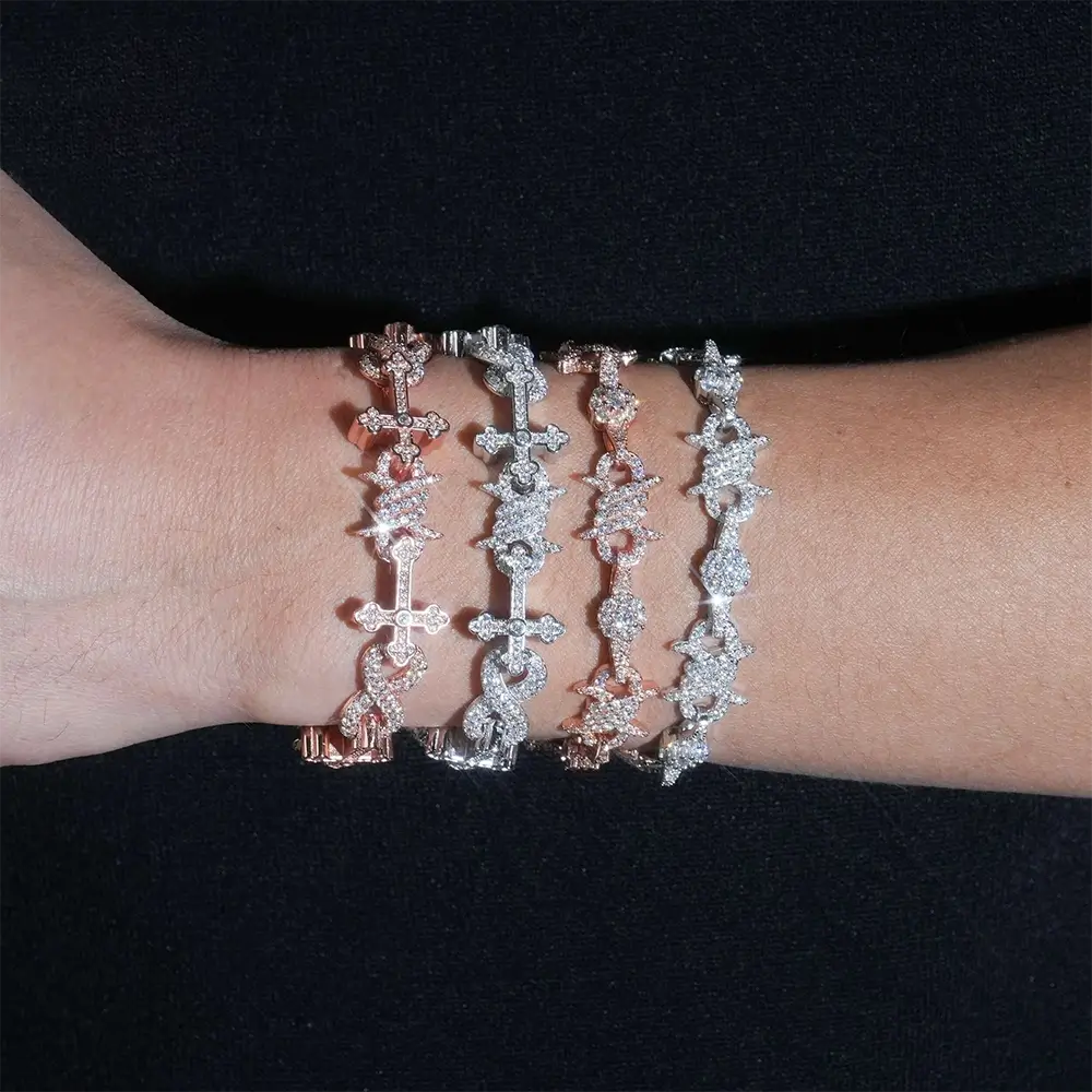 9.7MM Infinity Cross Cuban Link Chain Bracelet
