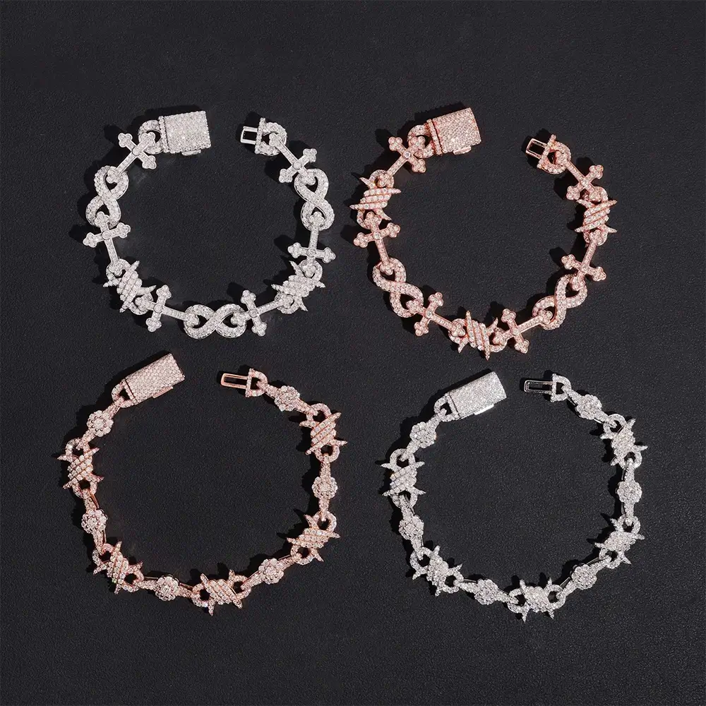 9.7MM Infinity Cross Cuban Link Chain Bracelet