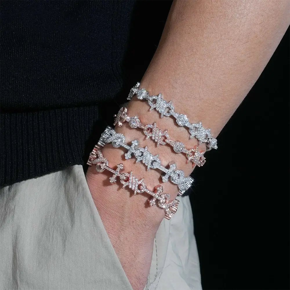 9.7MM Infinity Cross Cuban Link Chain Bracelet