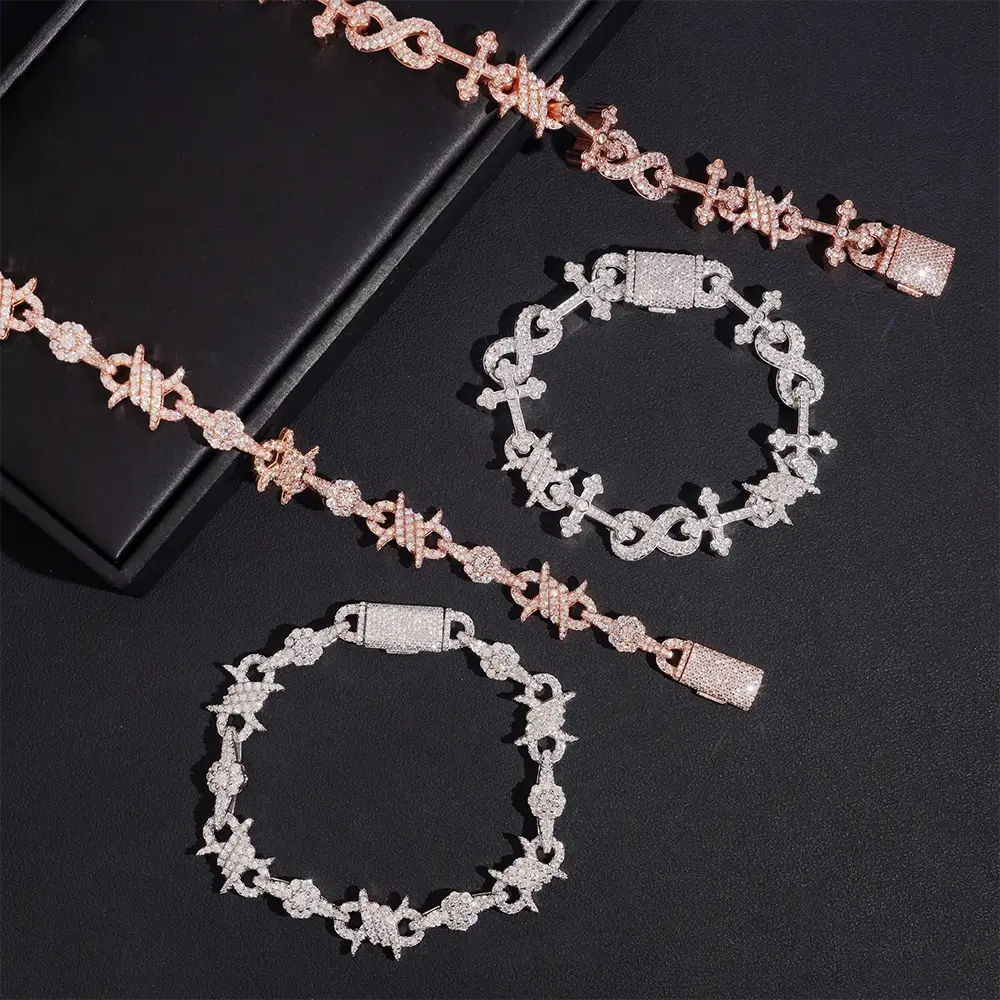 9.7MM Infinity Cross Cuban Link Chain Bracelet