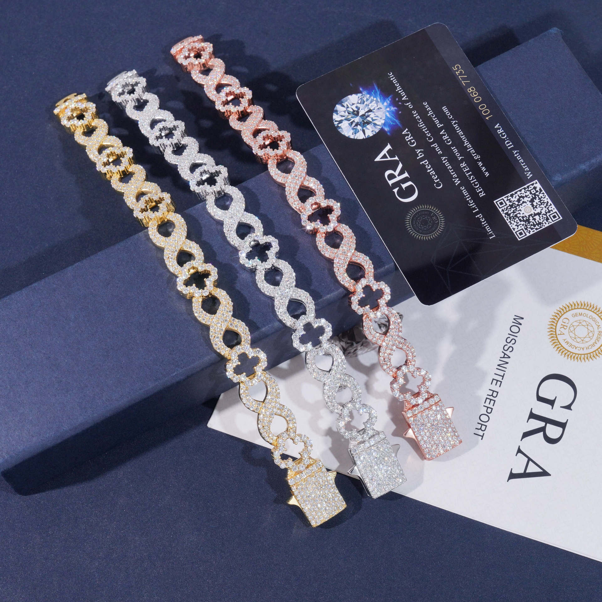 13MM Four-leaf Clover Infinity VVS Moissanite Cuban Link Chain