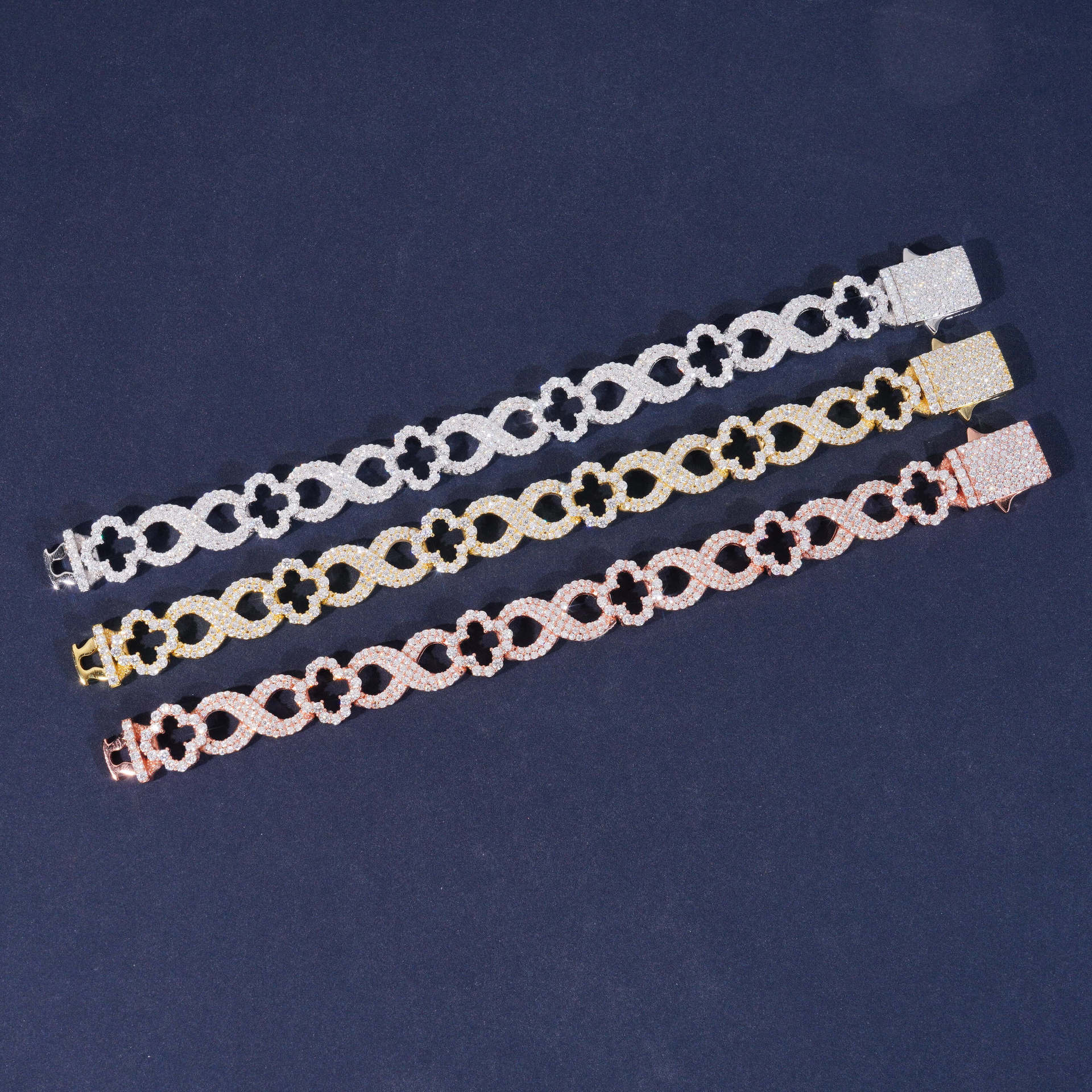 13MM Four-leaf Clover Infinity VVS Moissanite Cuban Link Chain