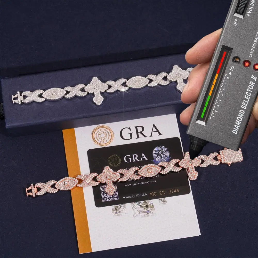 Infinity Eyes Cross Iced Out VVS Moissanite Diamond Cuban Link
