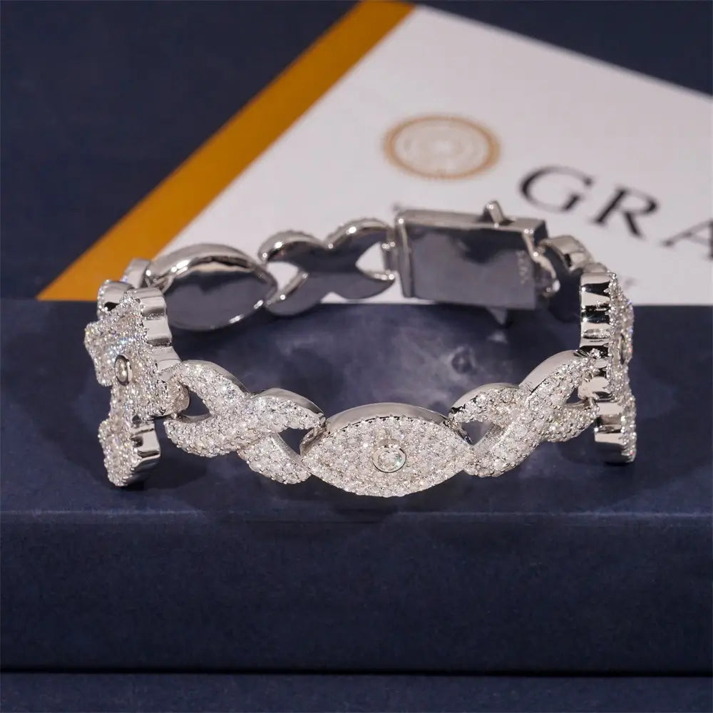 Infinity Eyes Cross Iced Out VVS Moissanite Diamond Cuban Link