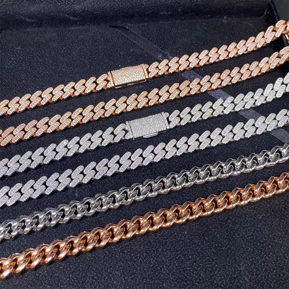 10MM Baguette VVS Moissanite Miami Cuban Link Chain