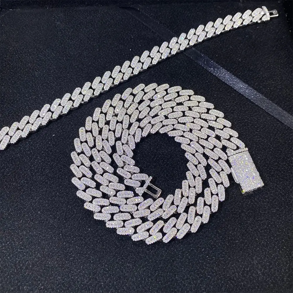 10MM Baguette VVS Moissanite Miami Cuban Link Chain