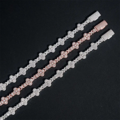 10MM Cross Hip Hop Prong Set VVS Moissanite Cuban Link Chain Bracelet