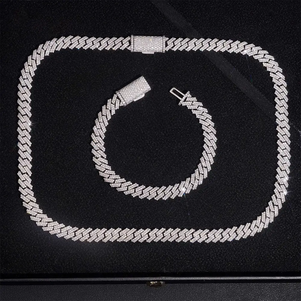 8MM 2 Rows Hip Hop VVS Moissanite EDG Cuban Link Chain