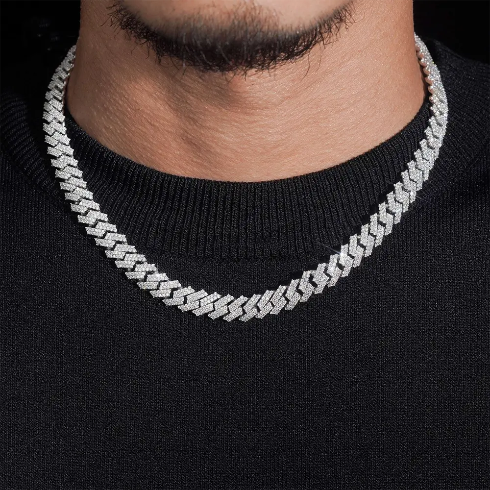 8MM 2 Rows Hip Hop VVS Moissanite EDG Cuban Link Chain