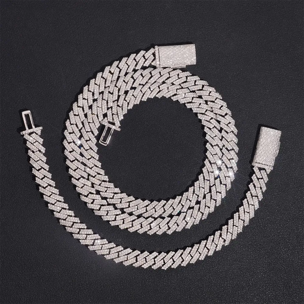 8MM 2 Rows Hip Hop VVS Moissanite EDG Cuban Link Chain