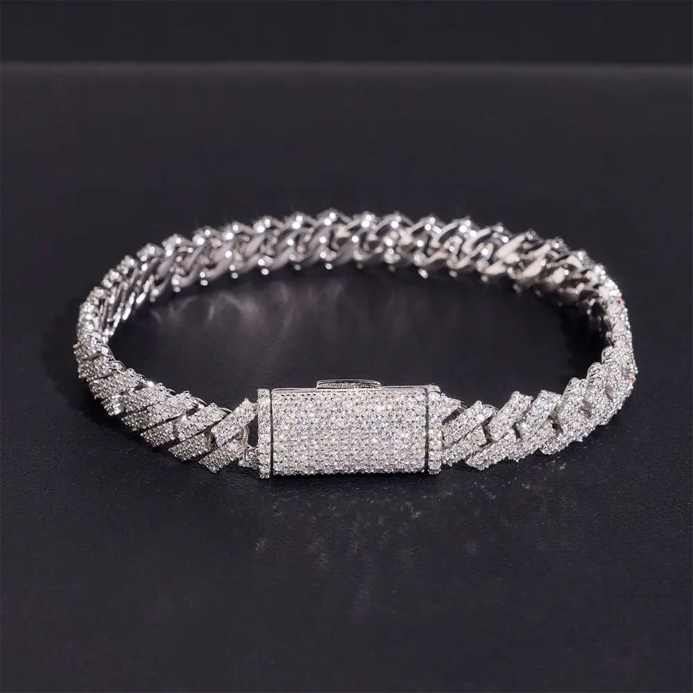 8MM 2 Rows Hip Hop VVS Moissanite EDG Cuban Link Chain