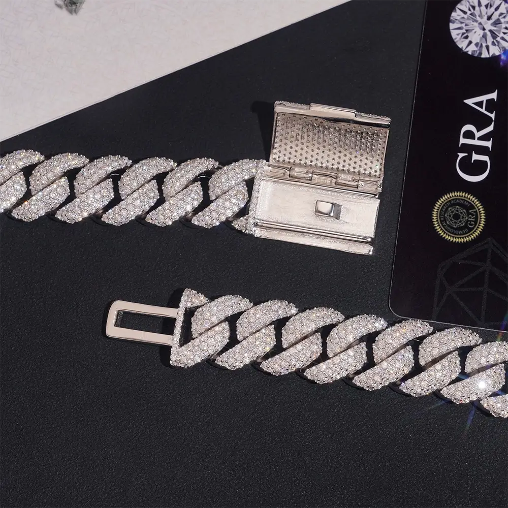 16mm 3 Rows Miami VVS Moissanite Cuban Link