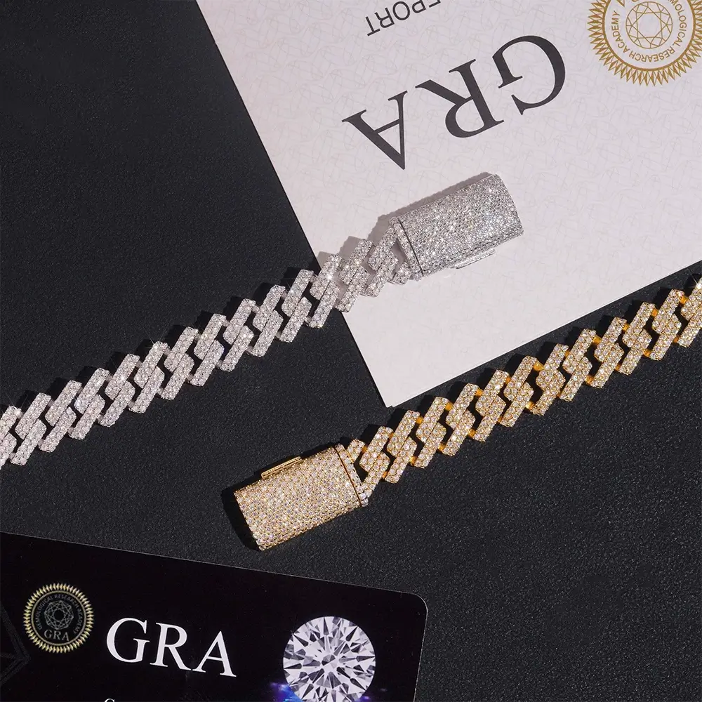 10MM 2 Rows Full VVS Moissanite Edge Cuban Link Chain