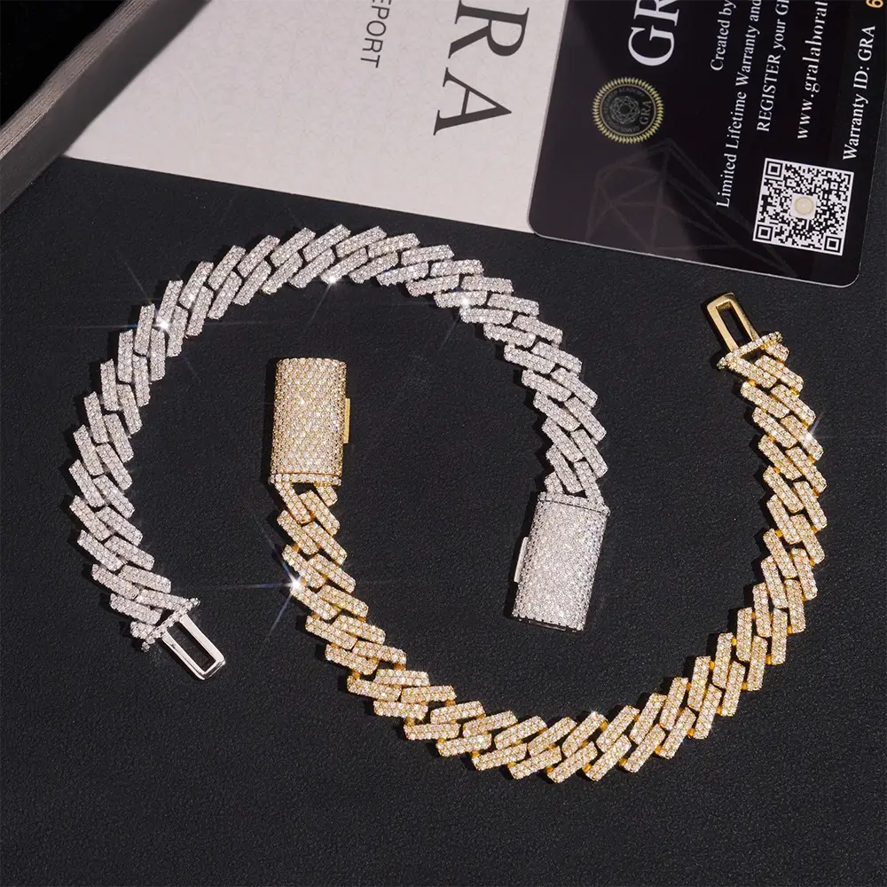 10MM 2 Rows Full VVS Moissanite Edge Cuban Link Chain