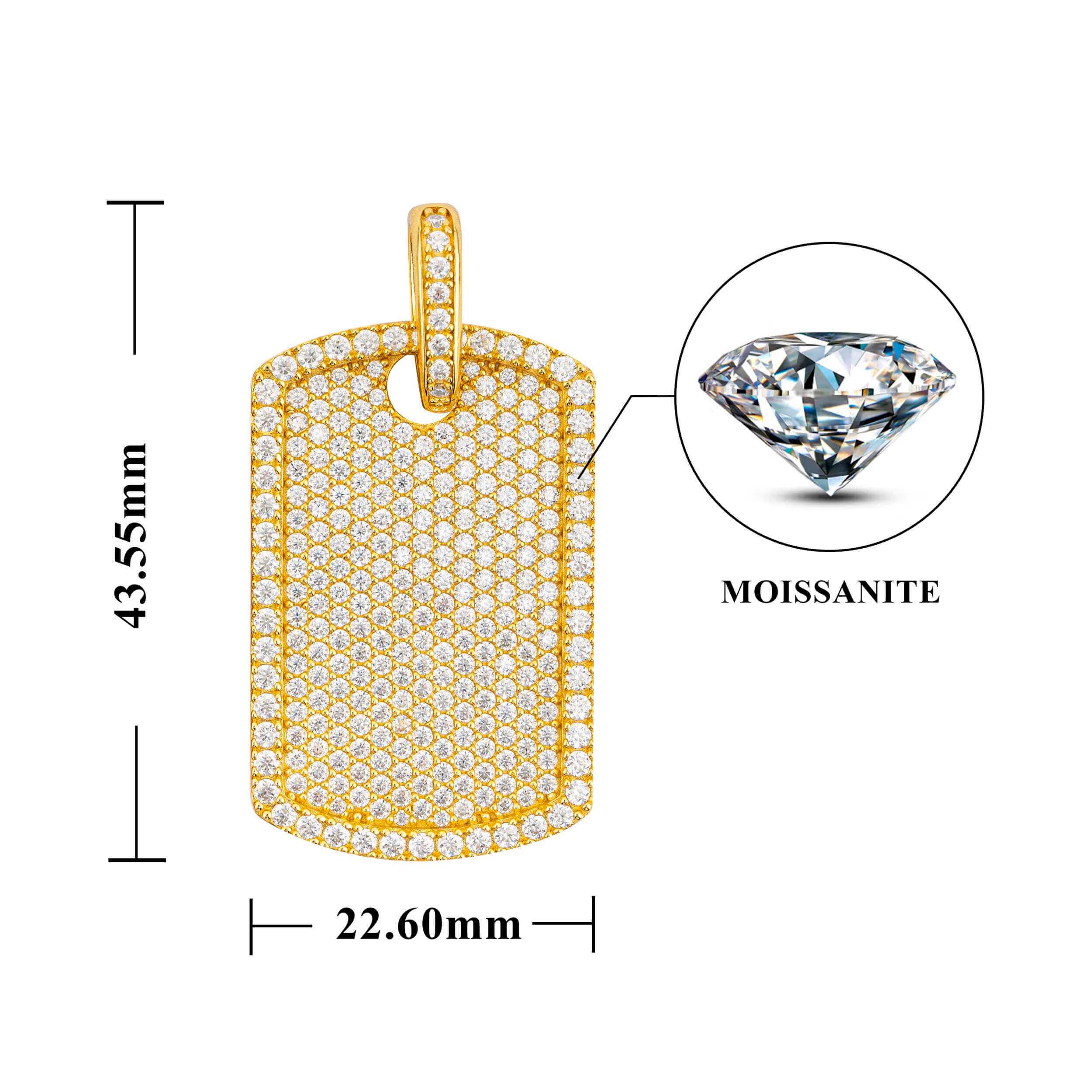 【US 3 Days Delivery】GL Luxury Fully Diamond Iced Out VVS Moissanite Dog Tag Pendant