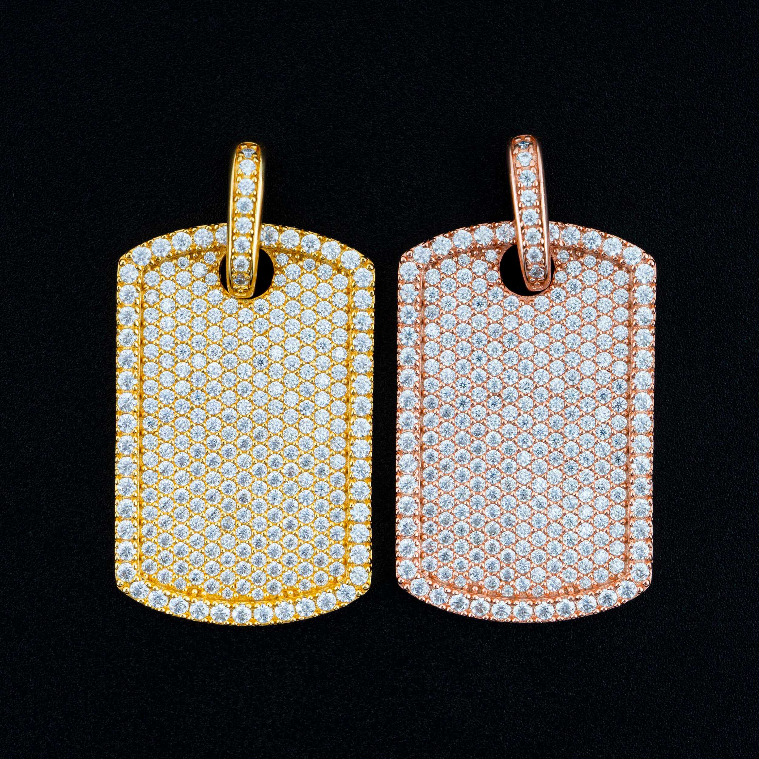 【US 3 Days Delivery】GL Luxury Fully Diamond Iced Out VVS Moissanite Dog Tag Pendant