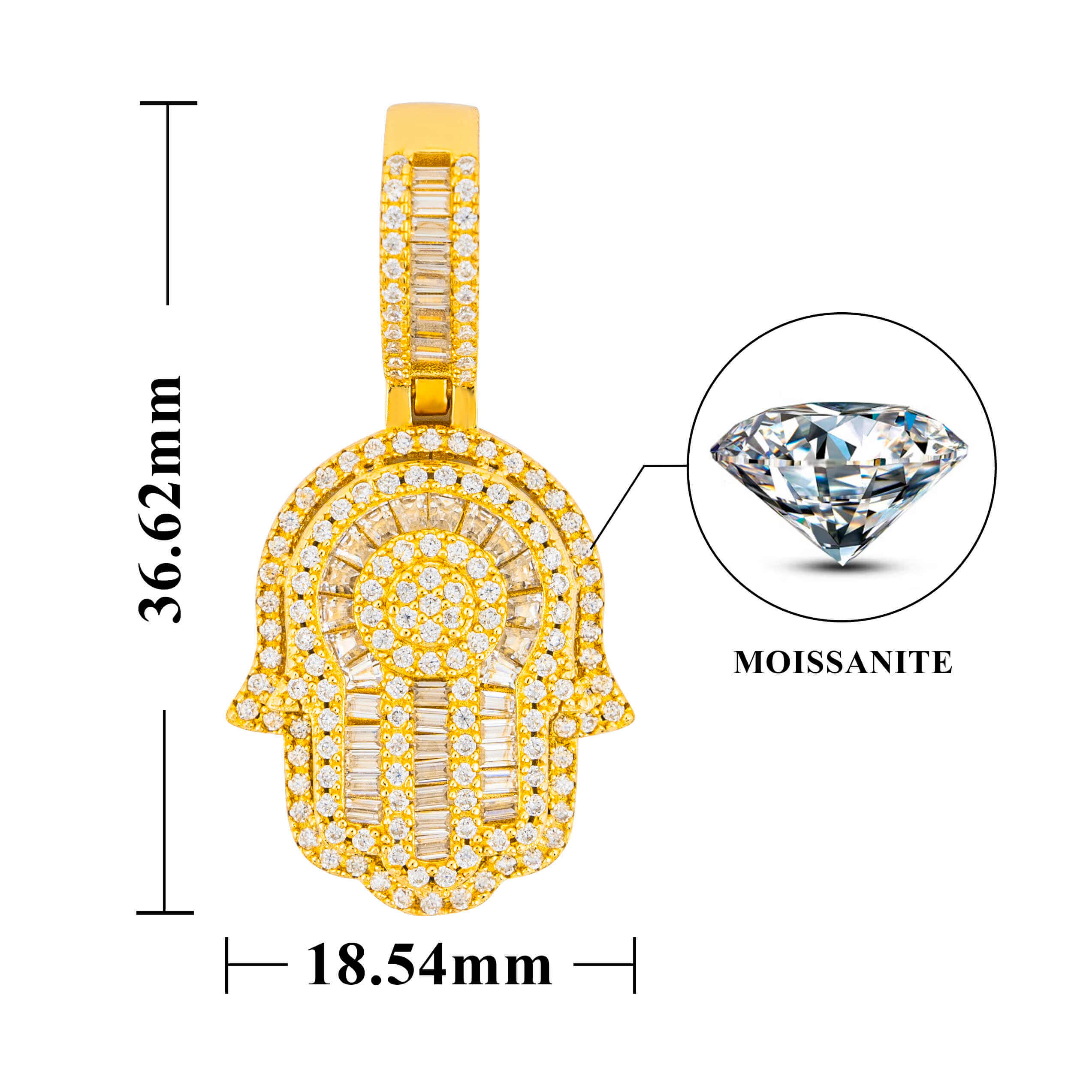 GL Hand of Fatima Hip Hop Jewelry VVS Diamond Pendant
