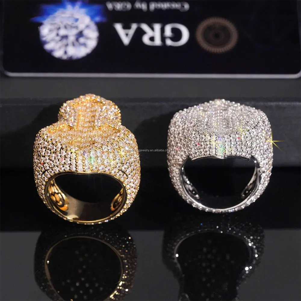 GL Hiphop Baguette Cut 5A+ Diamond Cross Ring