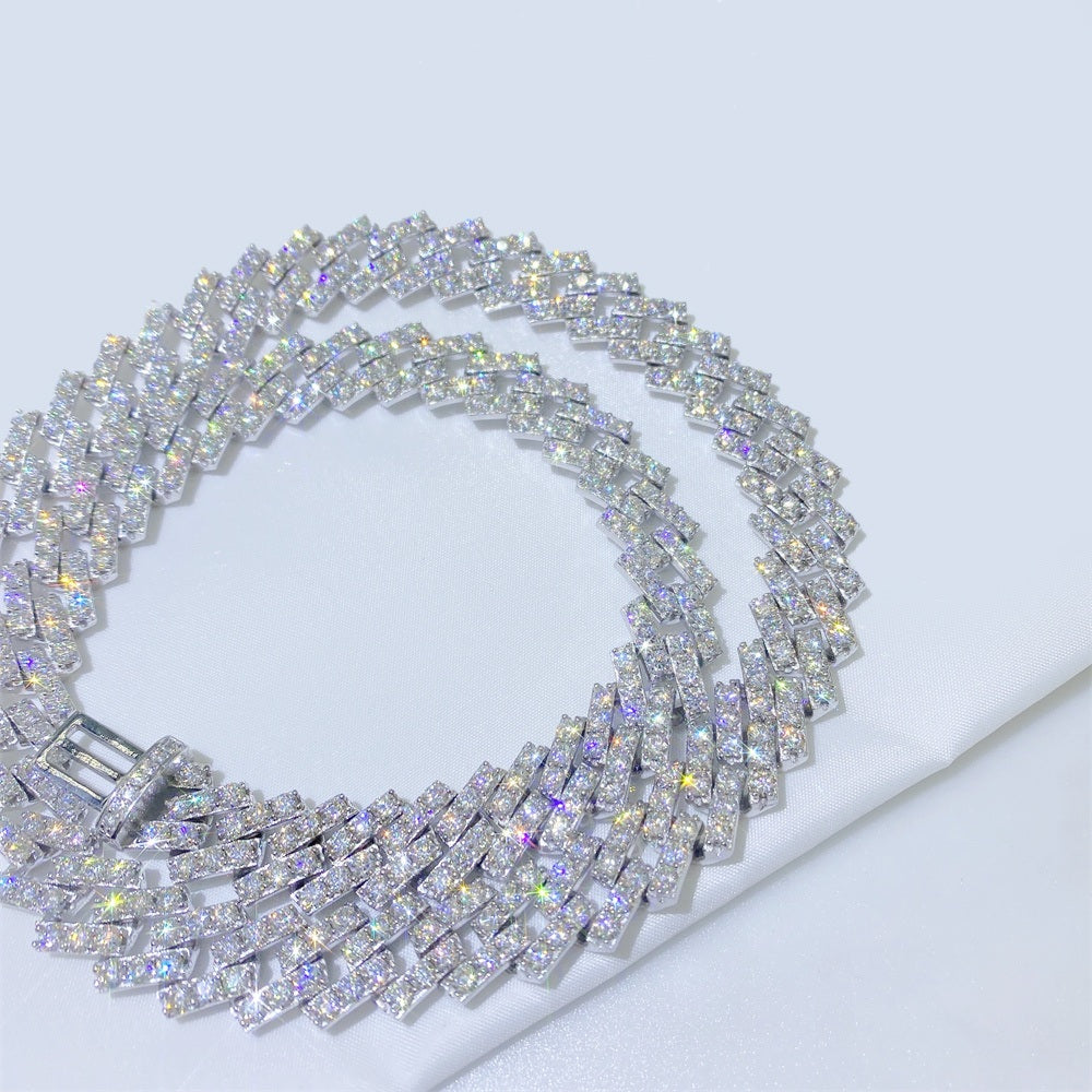 12.6MM Hip Hop VVS Moissanite Cuban Link Chain Necklace