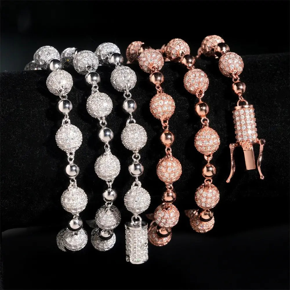 8MM Micro Pave VVS Moissanite Rosary Chain