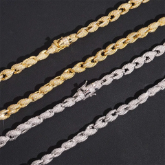 7.5MM Fully Iced Out Twist VVS Moissanite  Rope Cuban Chain