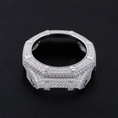 Silver Full Iced Moissanite  Diamond Watch Case