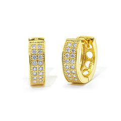 【US 3 Days Delivery】GL Two-Rows VVS Moissanite S925 Silver  Hoop Earring 16K Gold Plated