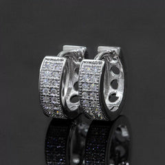 【US 3 Days Delivery】GL Two-Rows VVS Moissanite S925 Silver  Hoop Earring 16K Gold Plated