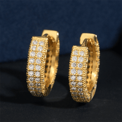【US 3 Days Delivery】GL Paved VVS Moissanite S925 Silver  Hoop Earring 16K Gold Plated