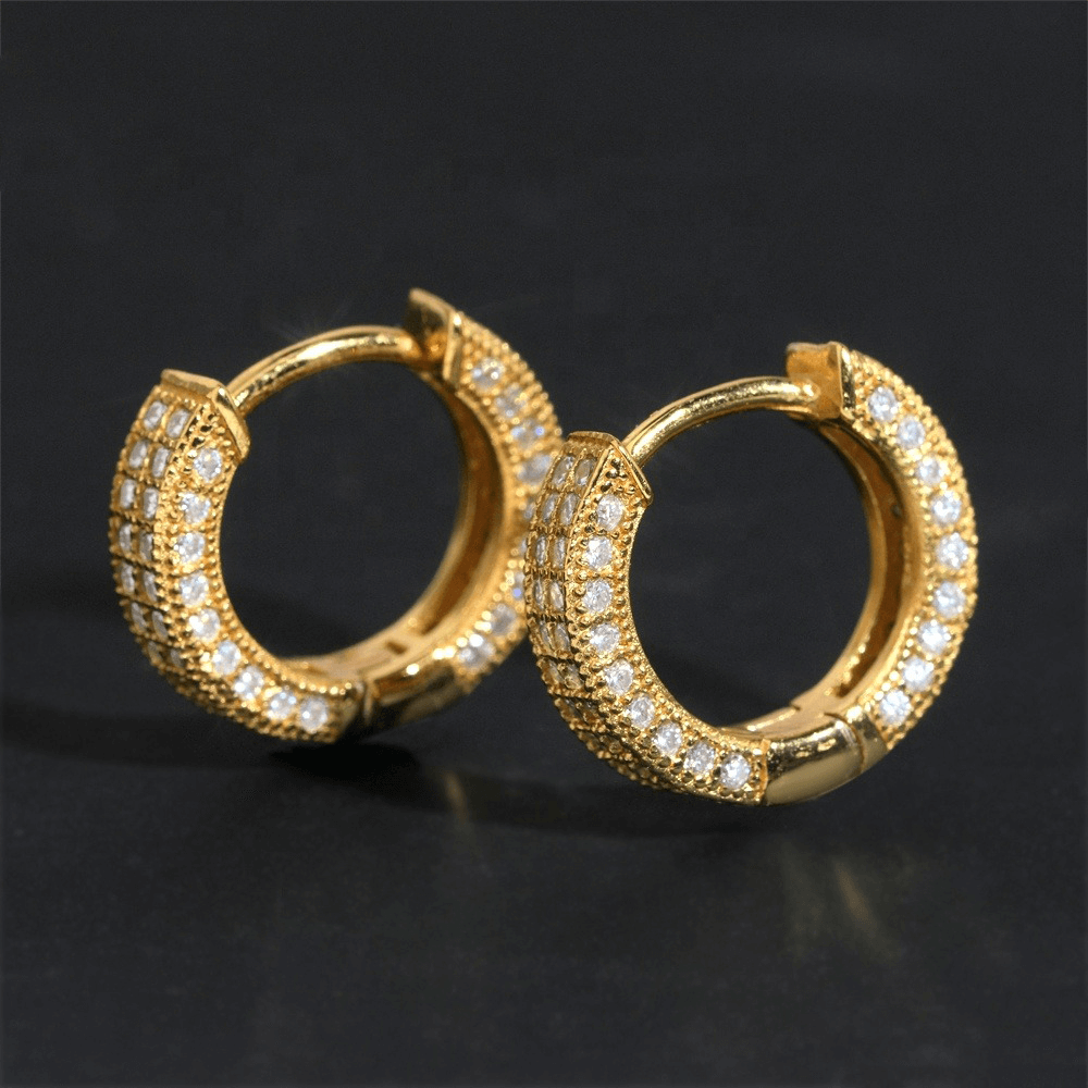 【US 3 Days Delivery】GL Paved VVS Moissanite S925 Silver  Hoop Earring 16K Gold Plated