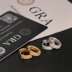 【US 3 Days Delivery】GL Paved VVS Moissanite S925 Silver  Hoop Earring 16K Gold Plated