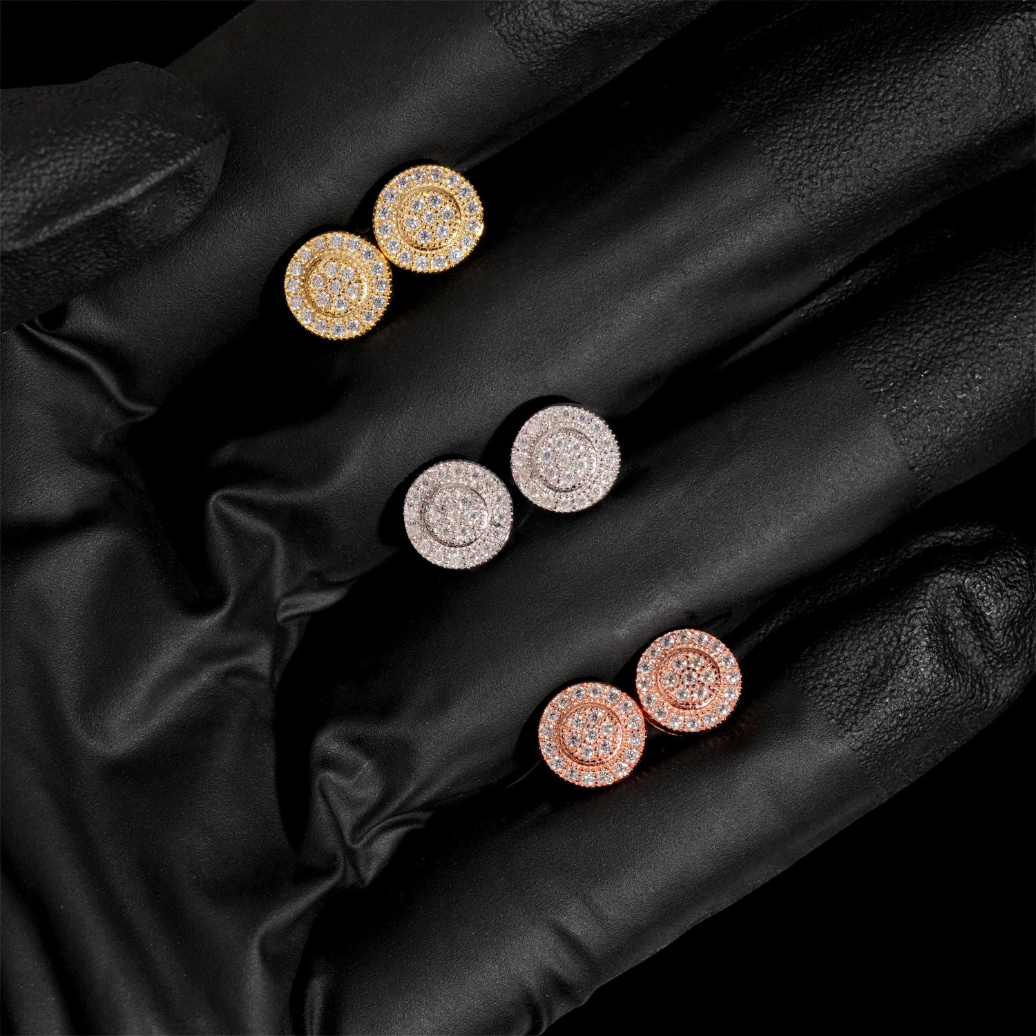 【US 3 Days Delivery】GL Hip Hop 925 Sterling Silver VVS Moissanite Diamond Stud Earrings