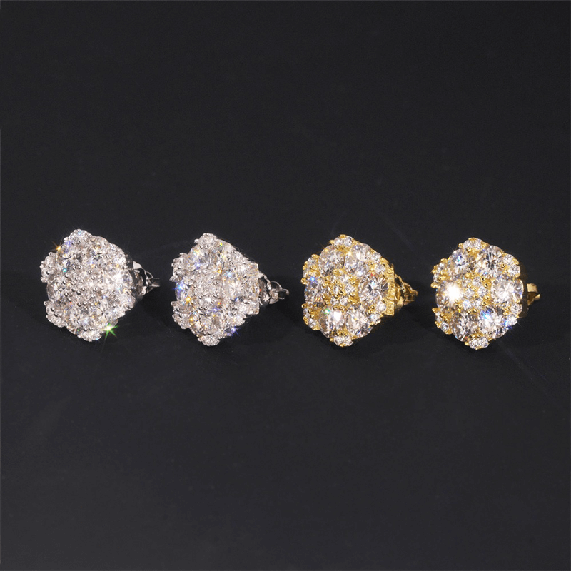 GL Hiphop Jewelry  925 Sterling Silver VVS Round Cut Moissanite Stud Earring