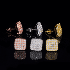 GL Hiphop Jewelry 925 Sterling Silver VVS Moissanite Square Earrings