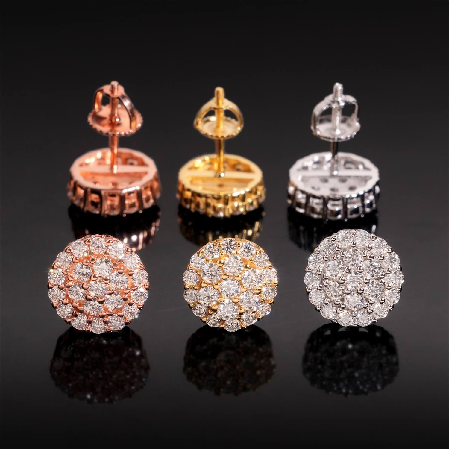 GL Fashion  Round Cut VVS Diamond Moissanite Classic Silver Earrings