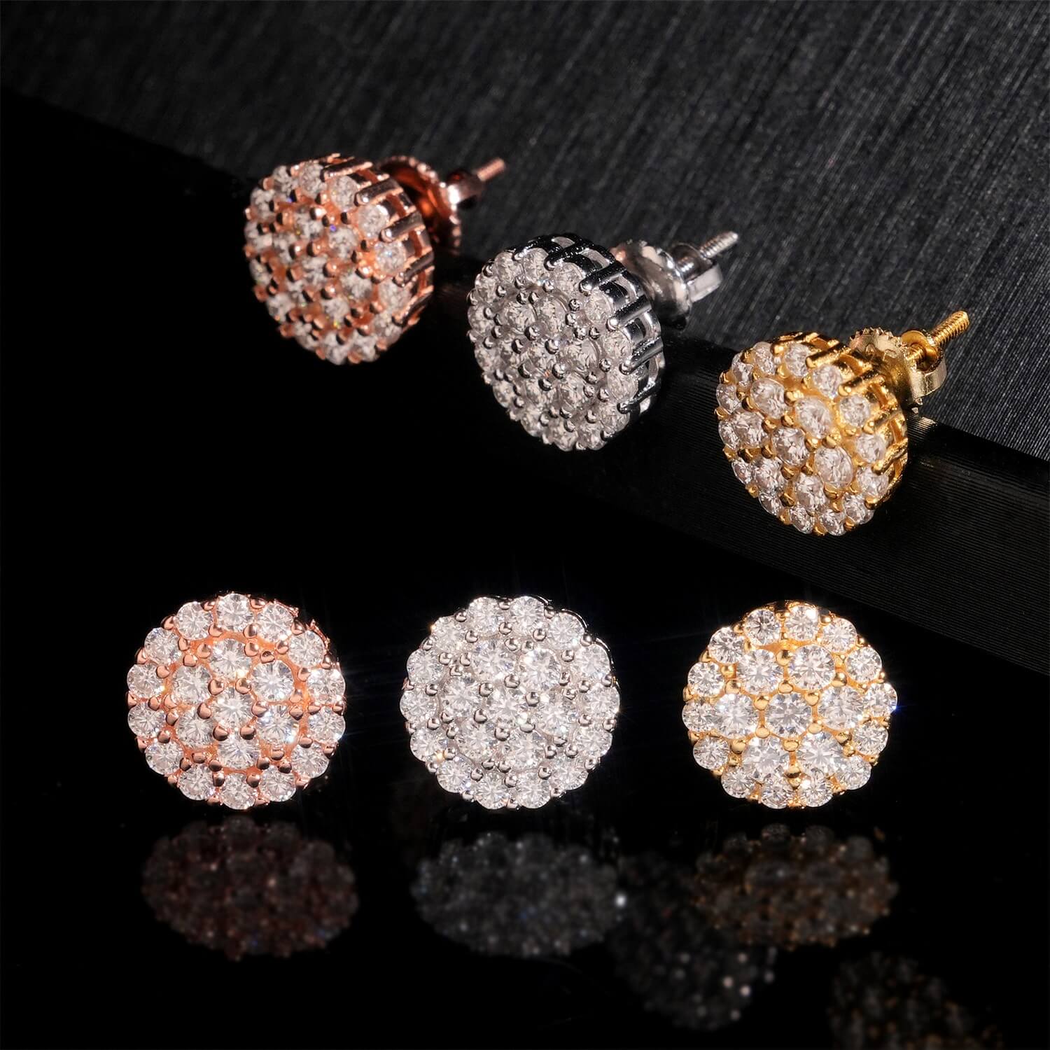 GL Fashion  Round Cut VVS Diamond Moissanite Classic Silver Earrings