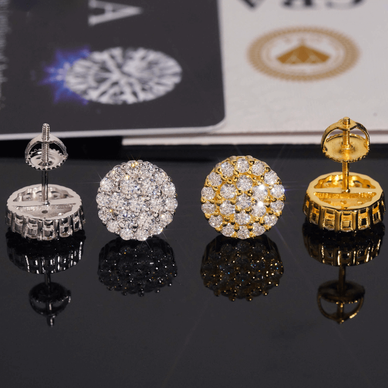 GL Fashion  Round Cut VVS Diamond Moissanite Classic Silver Earrings