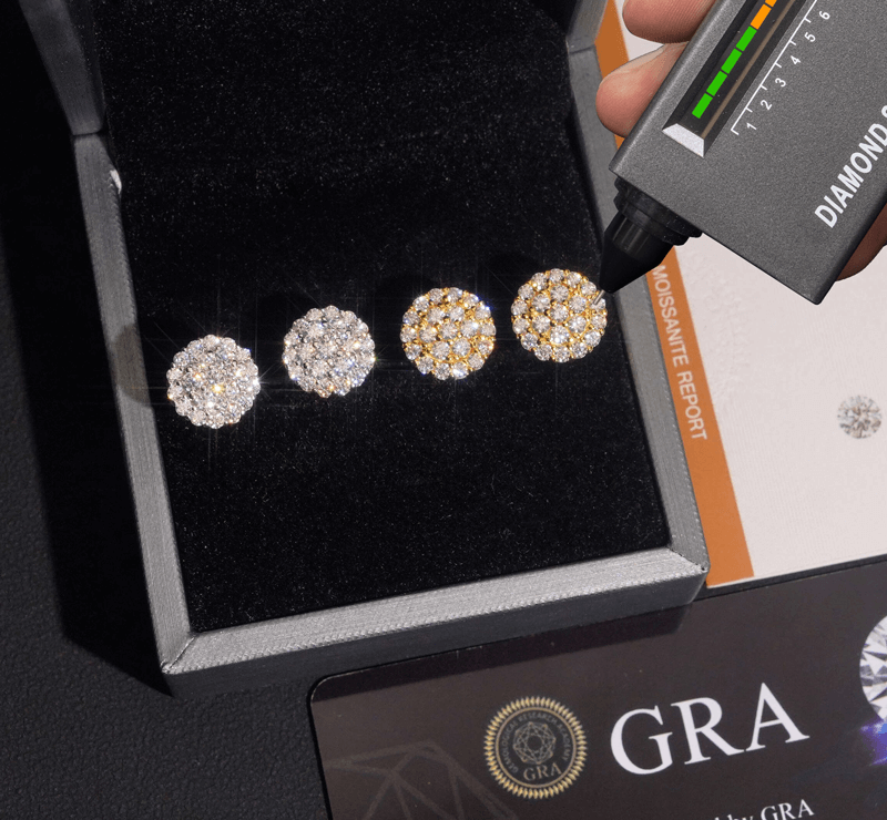 GL Fashion  Round Cut VVS Diamond Moissanite Classic Silver Earrings